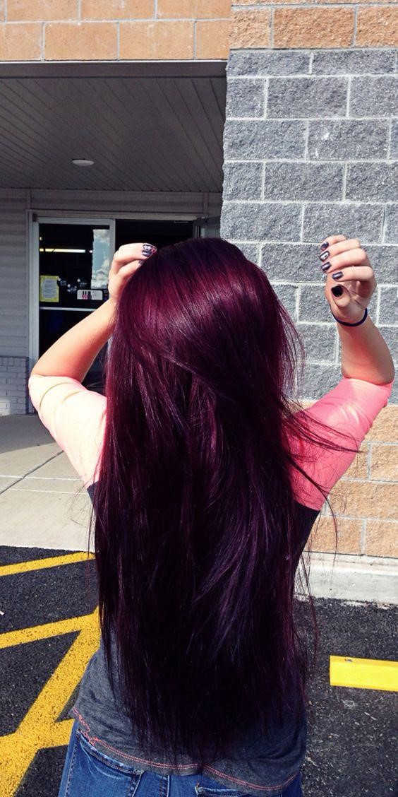 Gorgeous long hair with mulberry hair colour