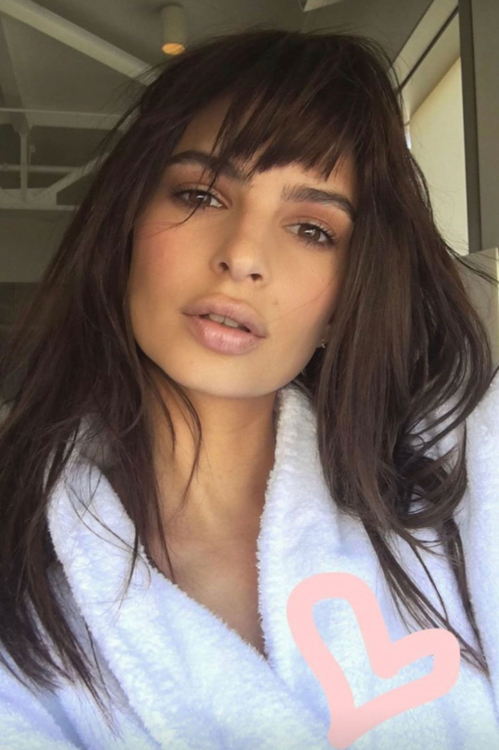 Emily Ratajkowki Choppy Bangs