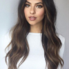 Long dark hair with thin highlights