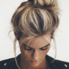 Up-do with chunky highlights
