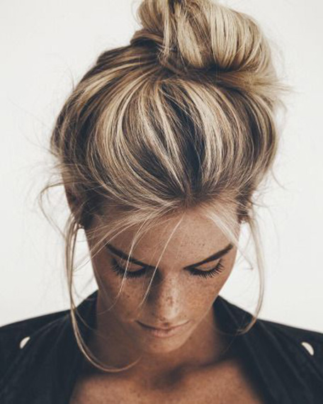 Up-do with chunky highlights