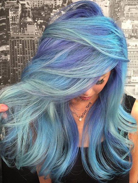 Fantasy hair colour trend, all shades of blue