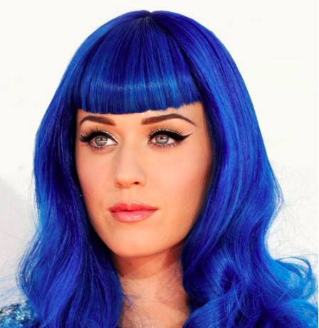 Katy Perry's very blue hair colour
