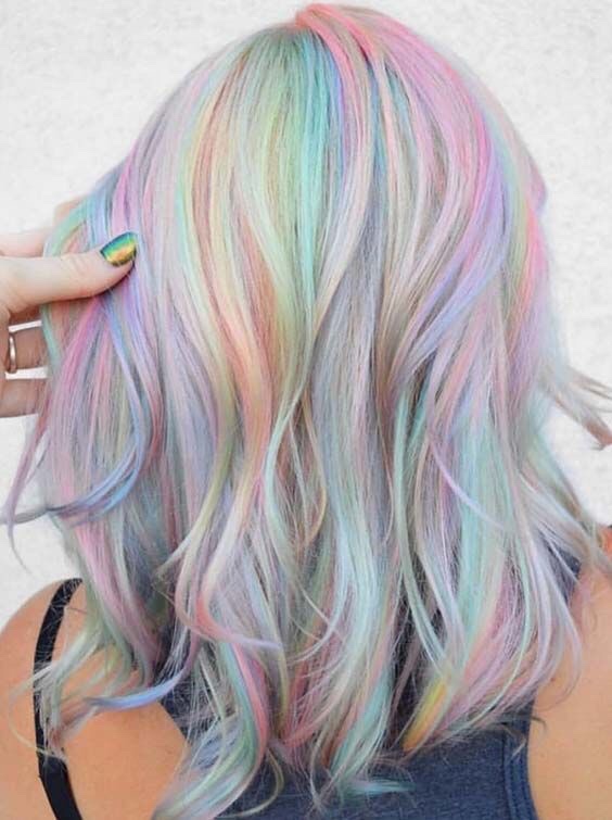 Mixed shades of pastel hair
