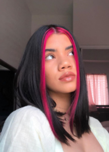 Hair with bright streaks