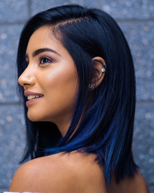 Bluish discount black hair