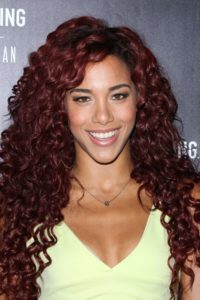 curly burgundy hair